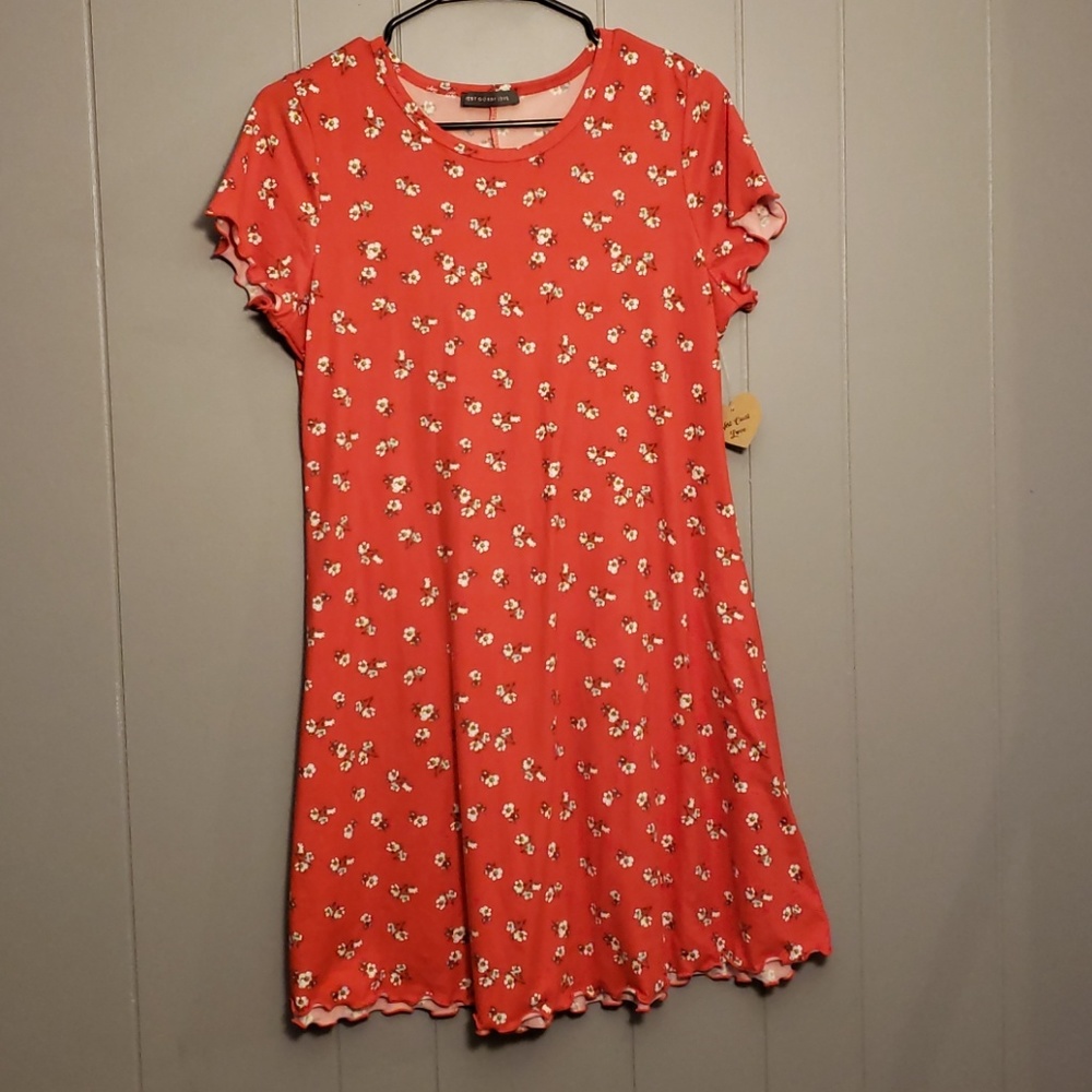 Red floral dress